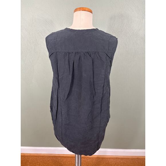 Unsubscribed Tunic Top Women's Small Black Silk Button Front Lightweight Flowy - Picture 2 of 10